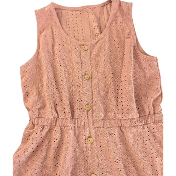 NWT CUPSHE Pink Mauve Eyelet Button Front Mini Dress Size M - Picture 5 of 11